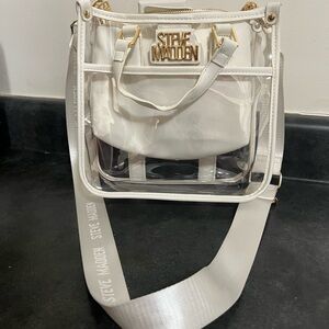 Steve Madden White and Gold Clear Crossbody Bag